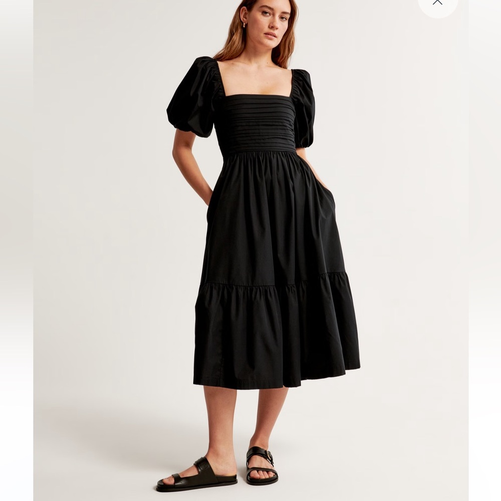 Elegant Black Puff Sleeve Dress